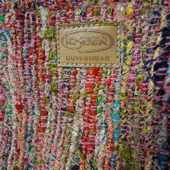 KYBER Cotton And Silk Multicolor Pink Tweed Tote Bag with Top Handles - Picture 10 of 10